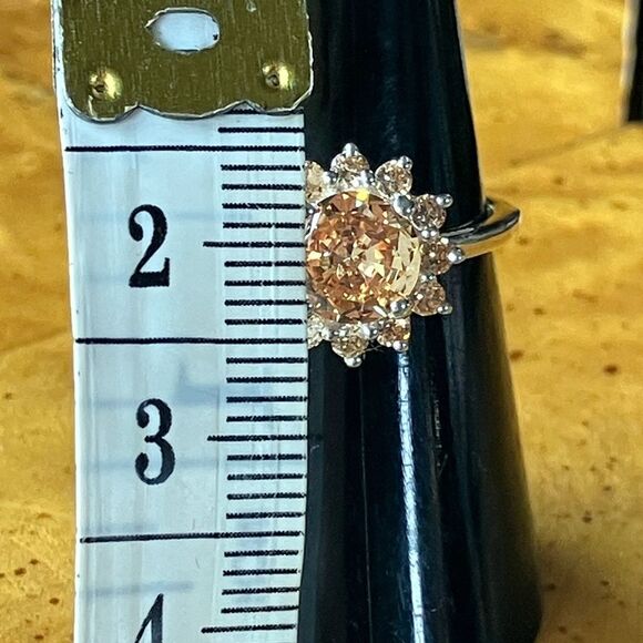 Simulated Champagne Diamond Sterling Silver Ring Size 7 - Picture 6 of 8